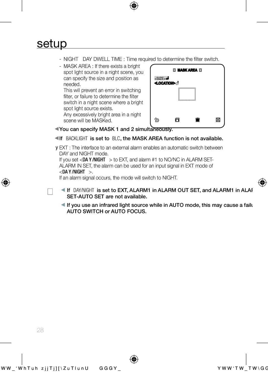 Samsung SCC-C6453N user manual Needed, SET-AUTO SET are not available, Auto Switch or Auto Focus 