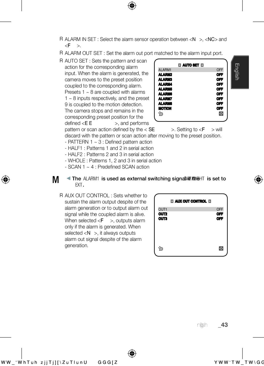 Samsung SCC-C6453N user manual  Auto SET Sets the pattern and scan 