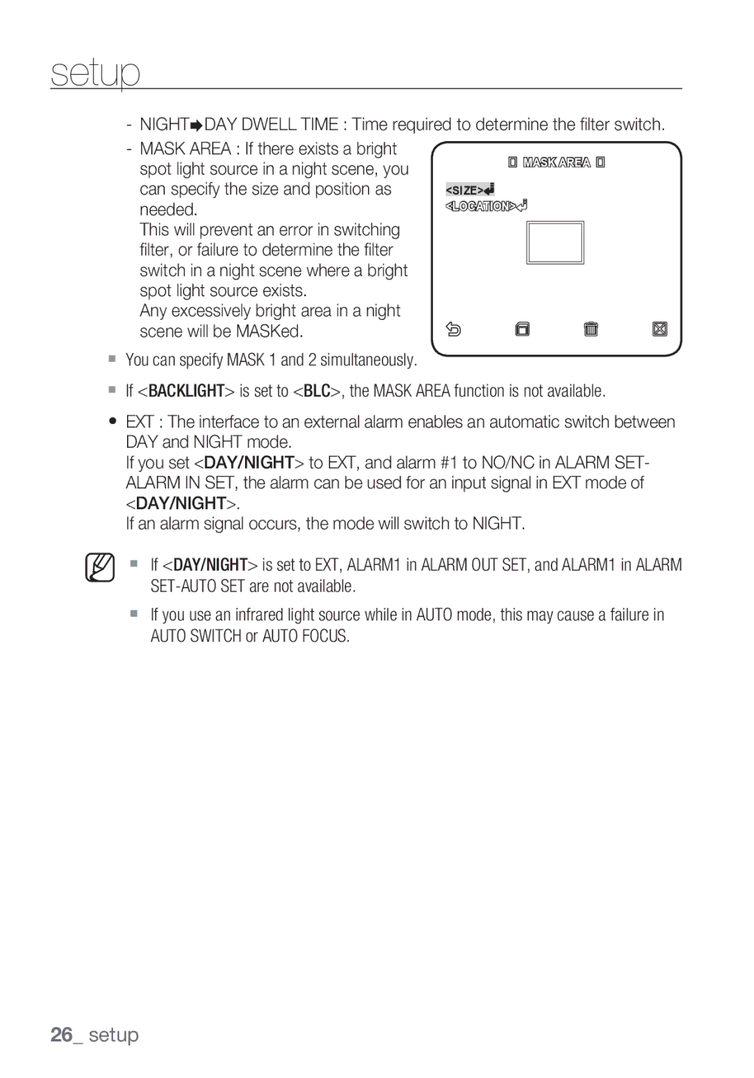 Samsung SCC-C6453P manual Setup 