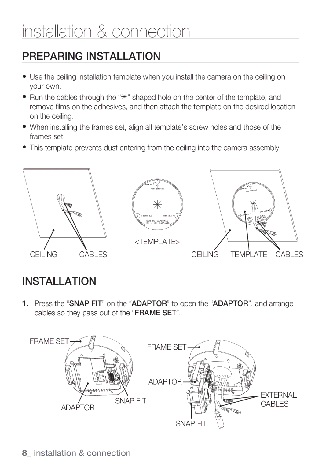 Samsung SCC-C6453P manual Installation & connection, Preparing Installation 