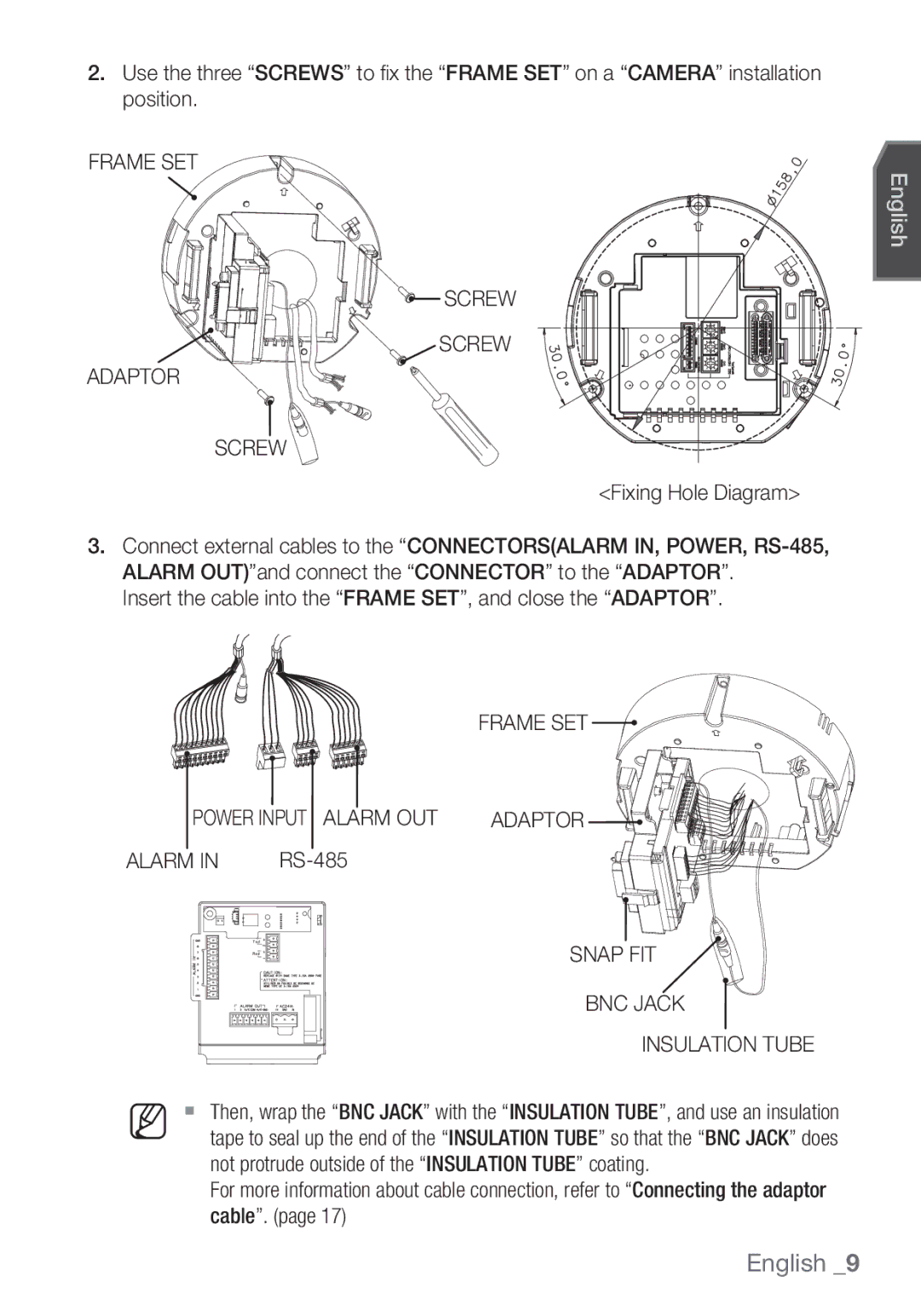 Samsung SCC-C6453P manual Frame SET, Screw Adaptor, Alarm, Snap FIT BNC Jack Insulation Tube 