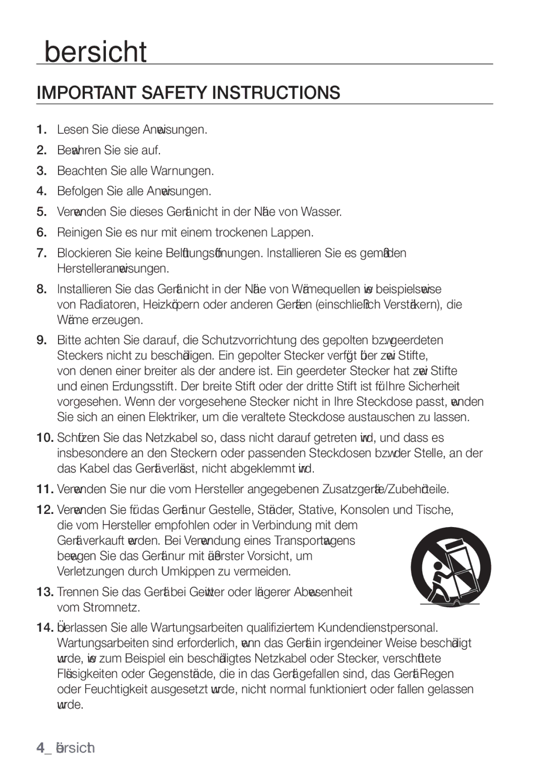 Samsung SCC-C6453P manual Important Safety Instructions 