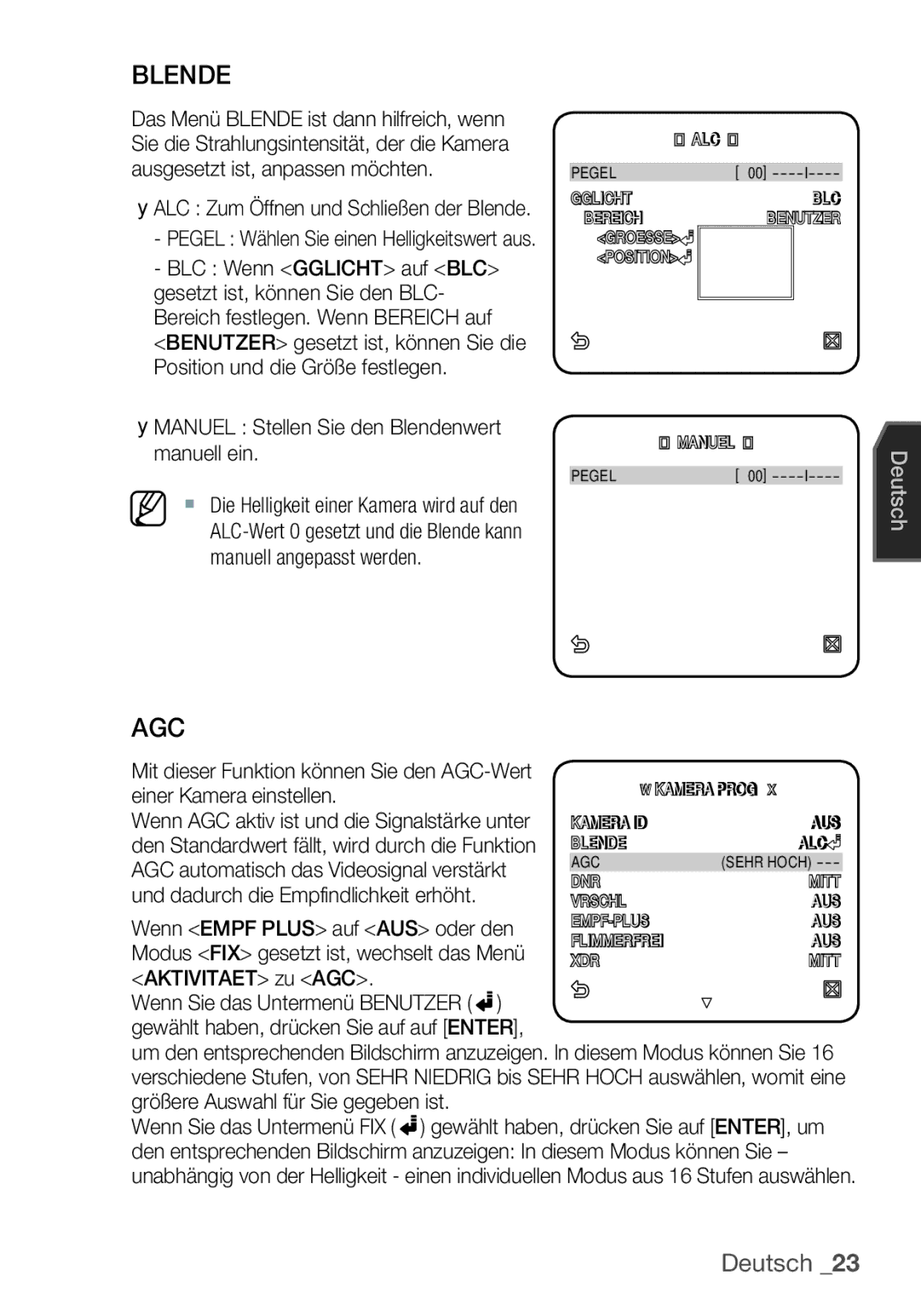 Samsung SCC-C6453P manual Blende 