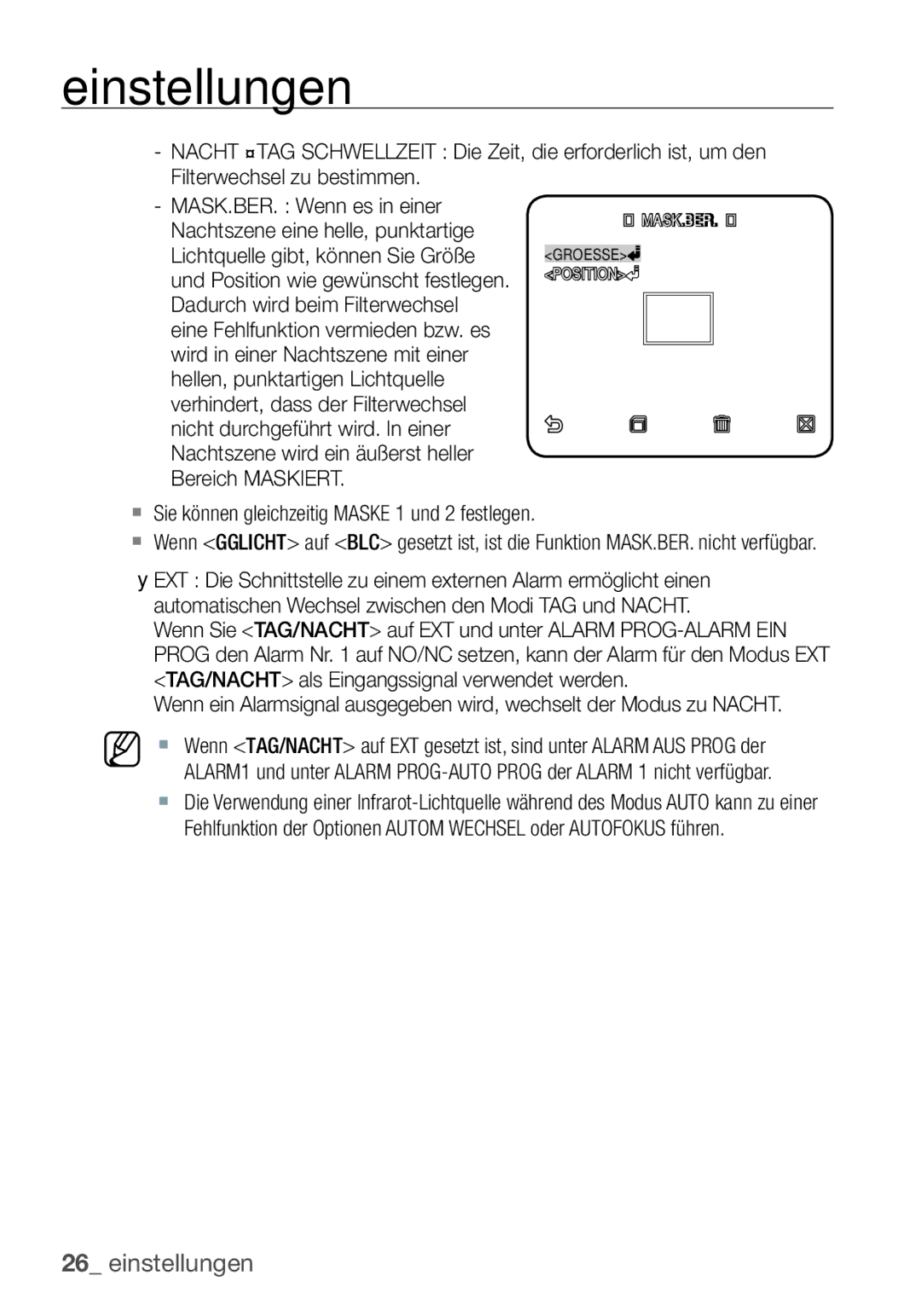 Samsung SCC-C6453P manual  Sie können gleichzeitig Maske 1 und 2 festlegen 