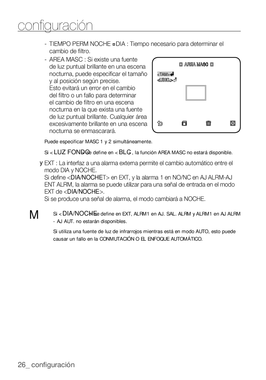 Samsung SCC-C6453P manual  Puede especiﬁcar Masc 1 y 2 simultáneamente 