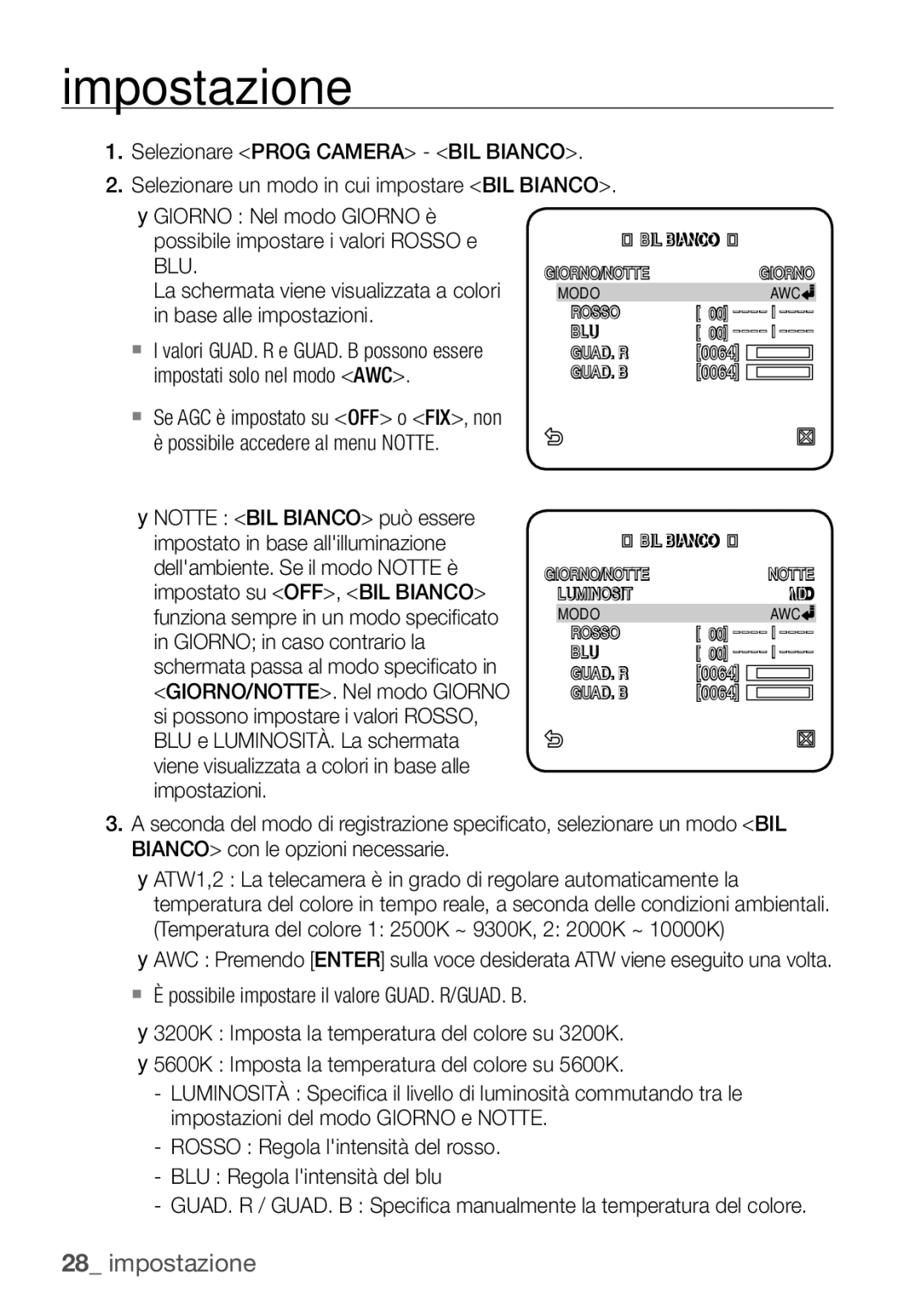 Samsung SCC-C6453P manual Giorno/Notte 