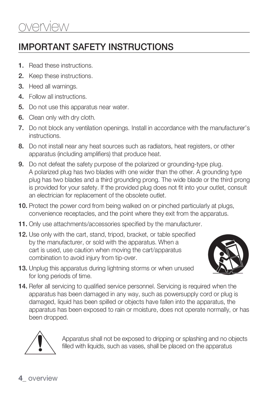 Samsung SCC-C6453P manual Important Safety Instructions 