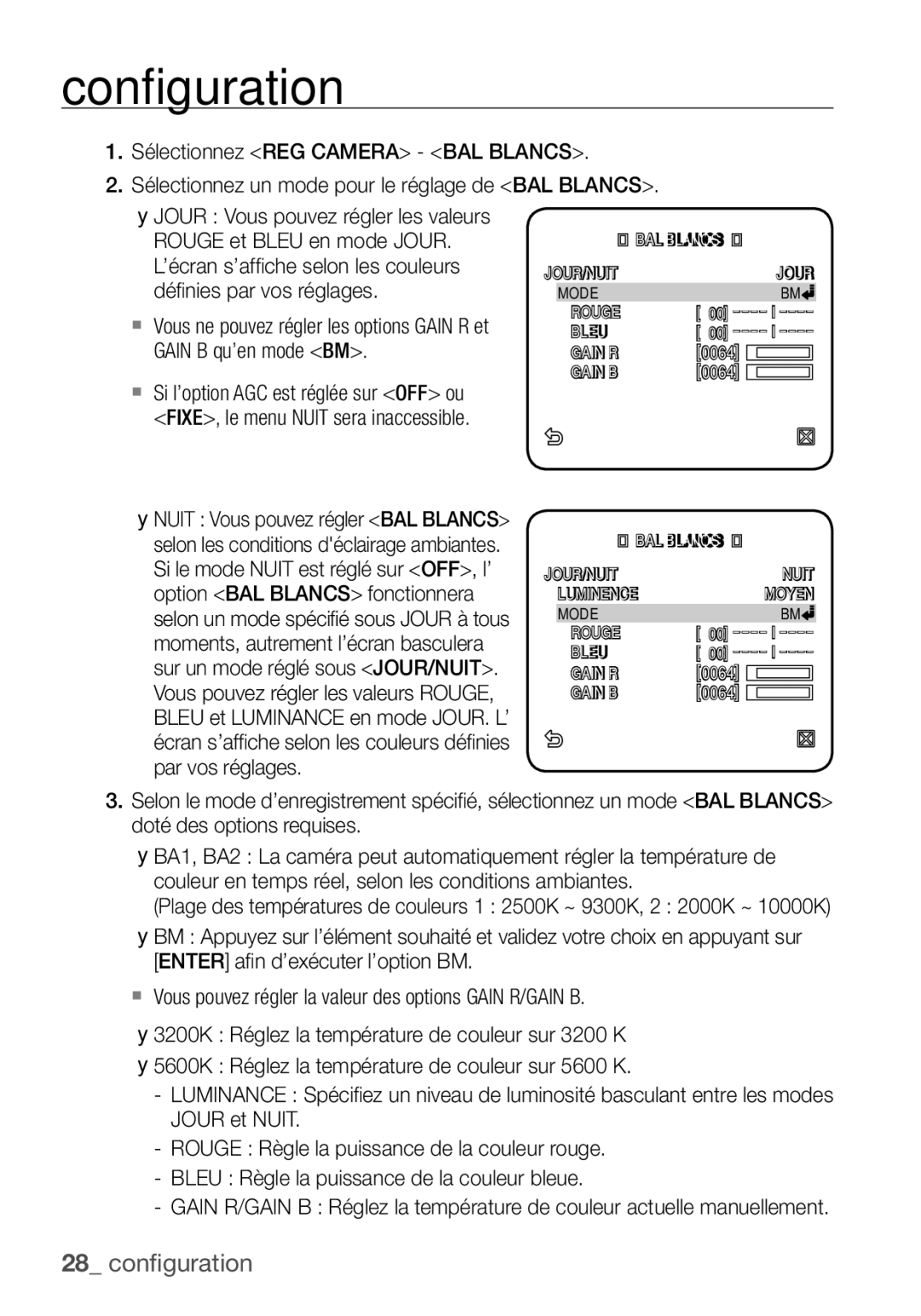 Samsung SCC-C6453P manual Bleu Gain R 