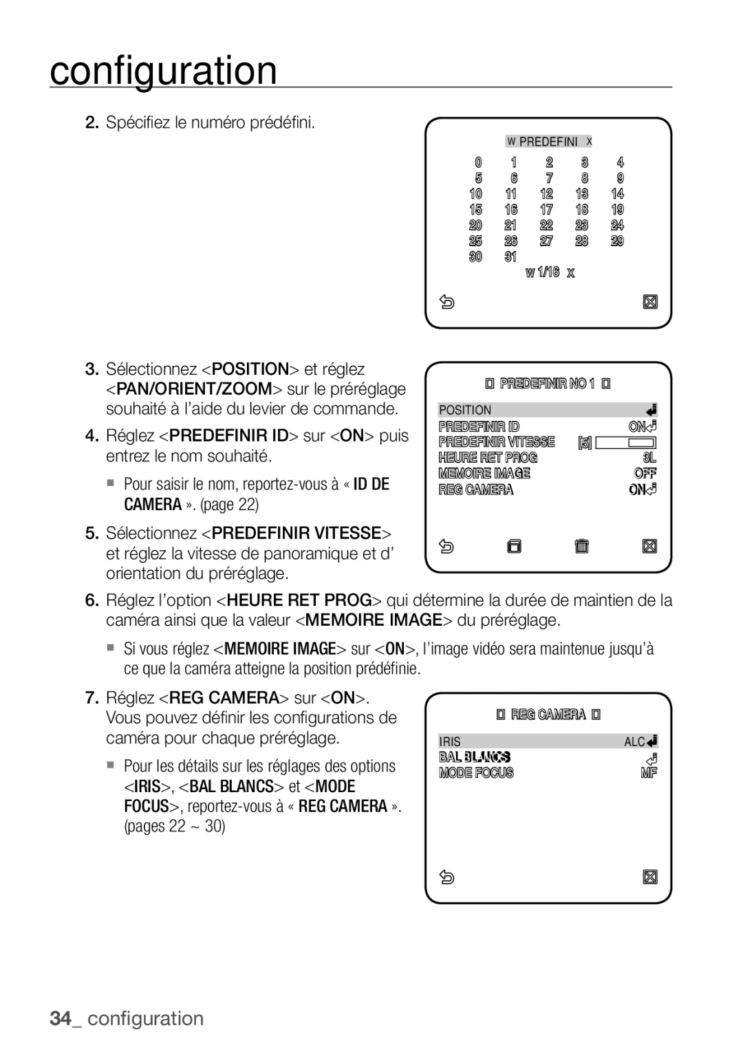 Samsung SCC-C6453P manual Position Predefinir ID 