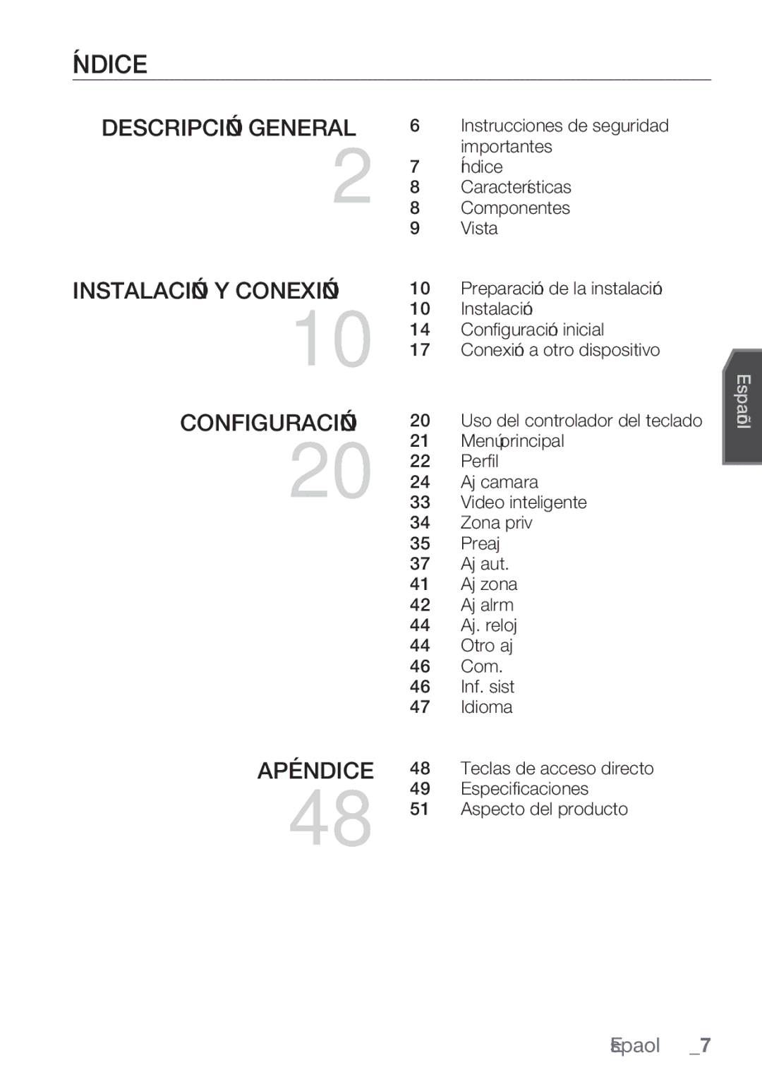 Samsung SCC-C6453P manual Índice 