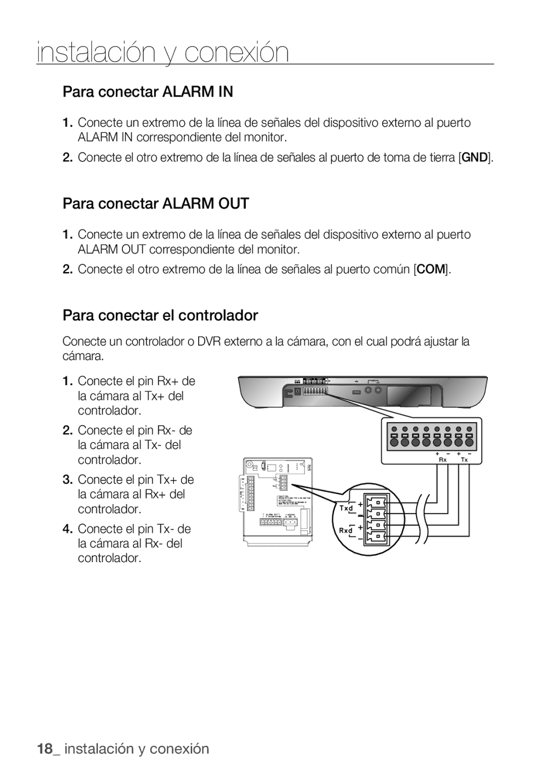 Samsung SCC-C6453P manual Para conectar Alarm OUT, Para conectar el controlador 