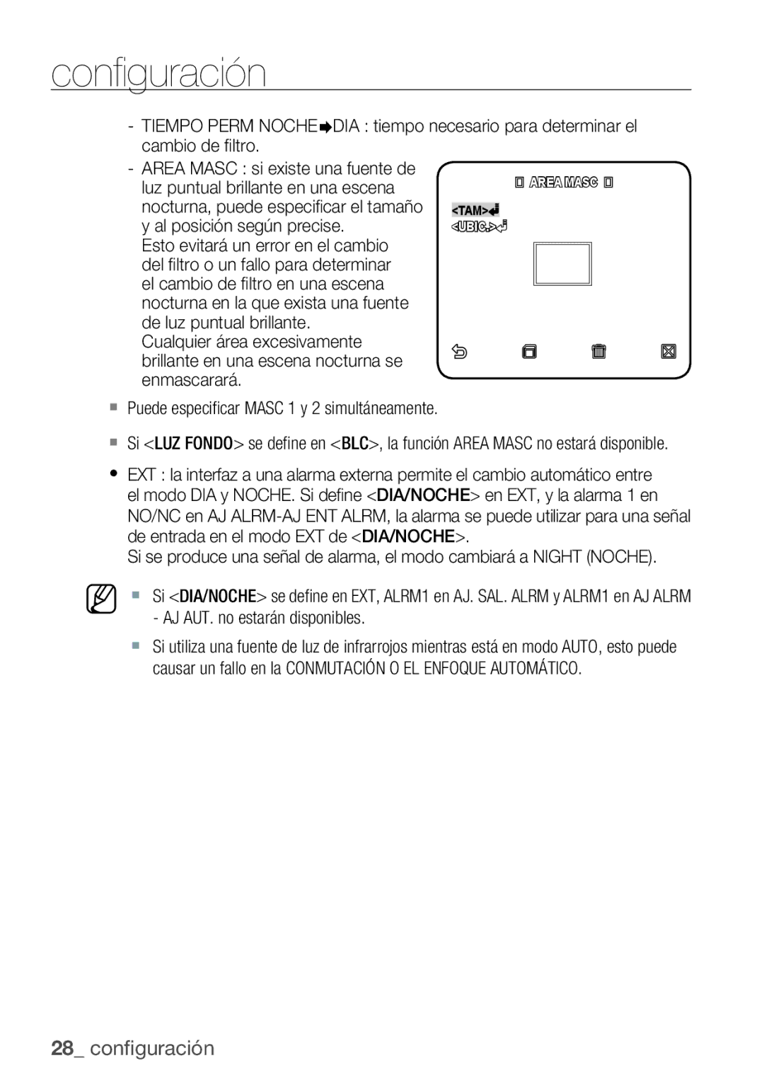 Samsung SCC-C6453P manual Configuración 