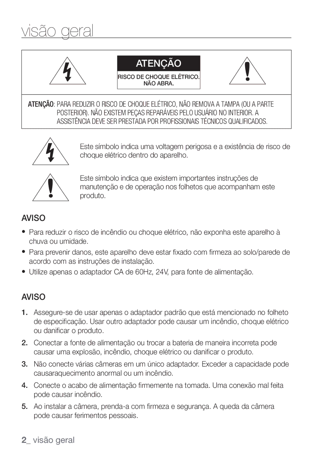 Samsung SCC-C6453P manual Visão geral, Aviso 