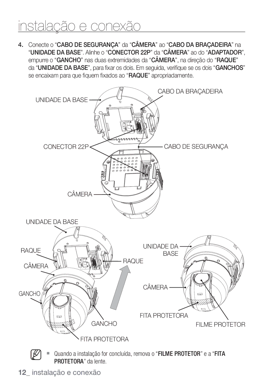 Samsung SCC-C6453P Cabo DA Braçadeira Unidade DA Base Conector 22P, Câmera Unidade DA Base Raque Gancho Fita Protetora 