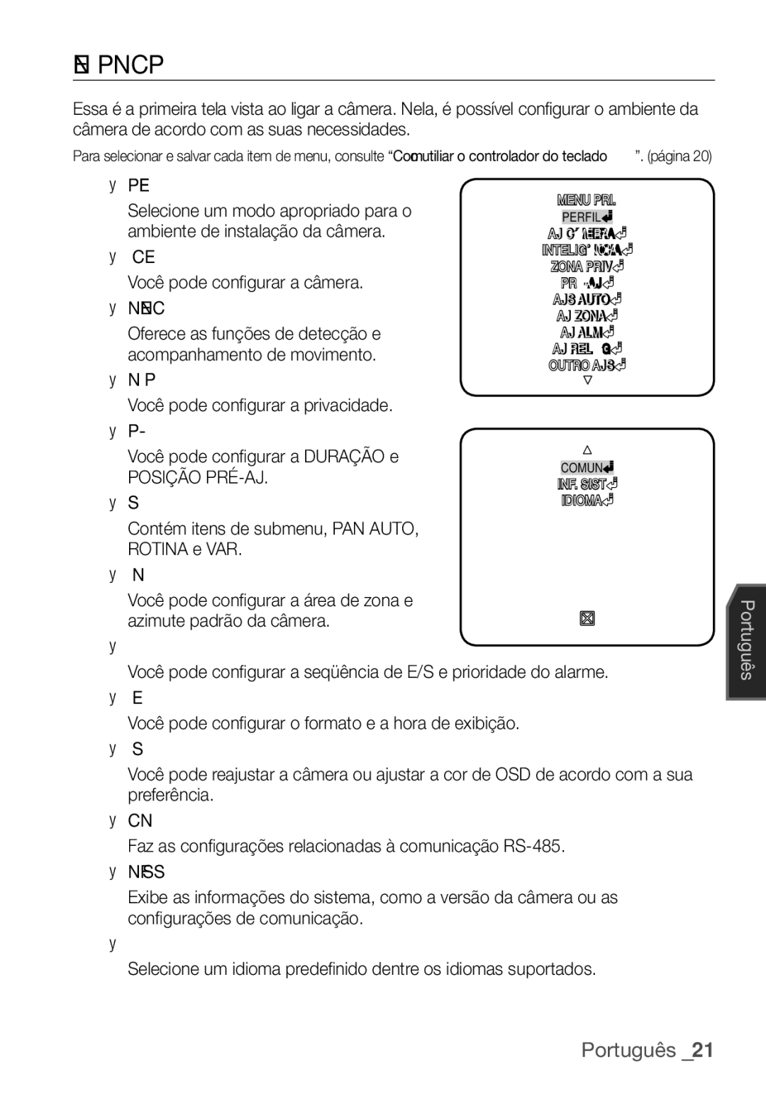 Samsung SCC-C6453P manual AJ Câmera Você pode conﬁ gurar a câmera Inteligência, Posição PRÉ-AJ 