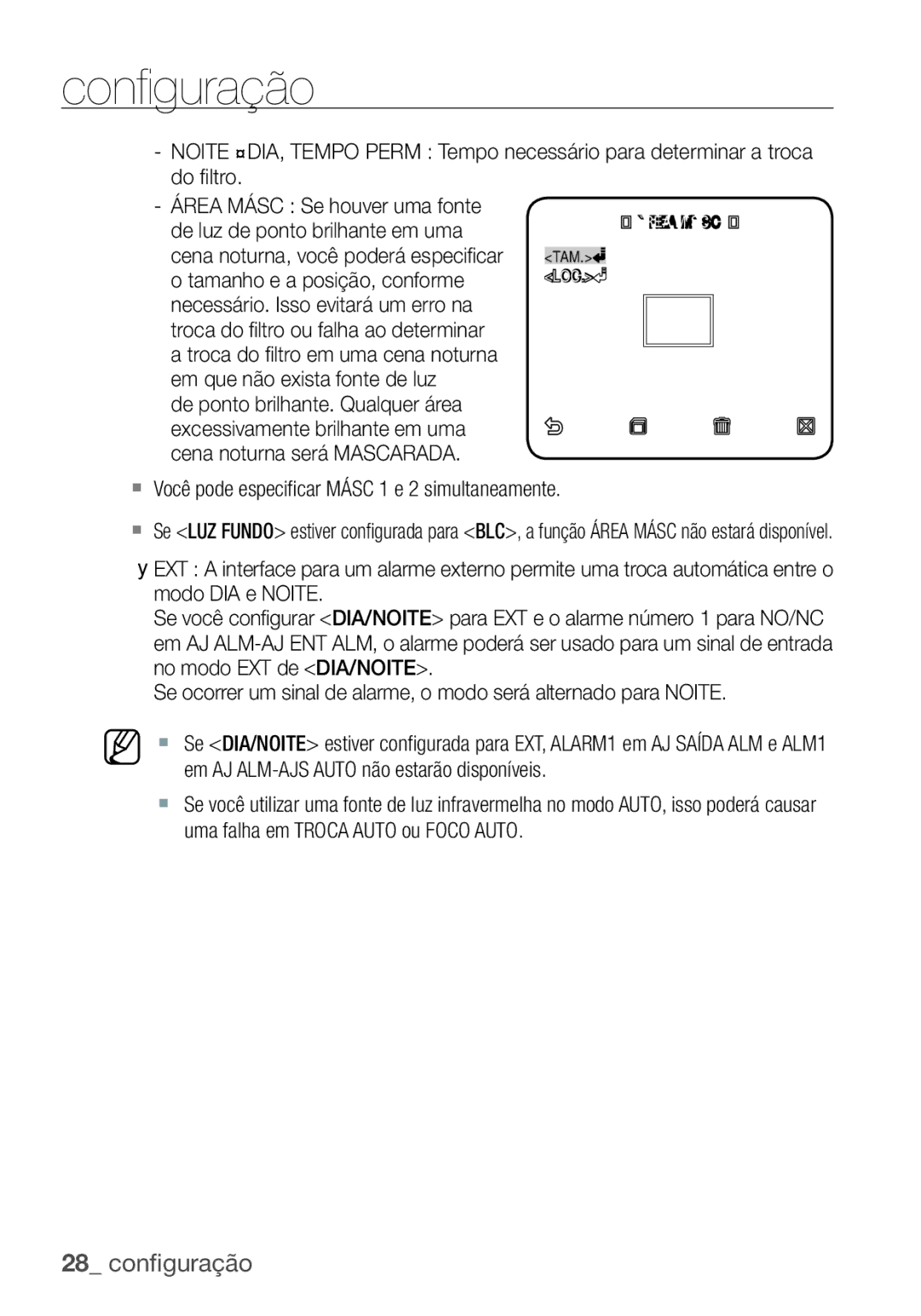 Samsung SCC-C6453P manual  Você pode especiﬁcar Másc 1 e 2 simultaneamente 