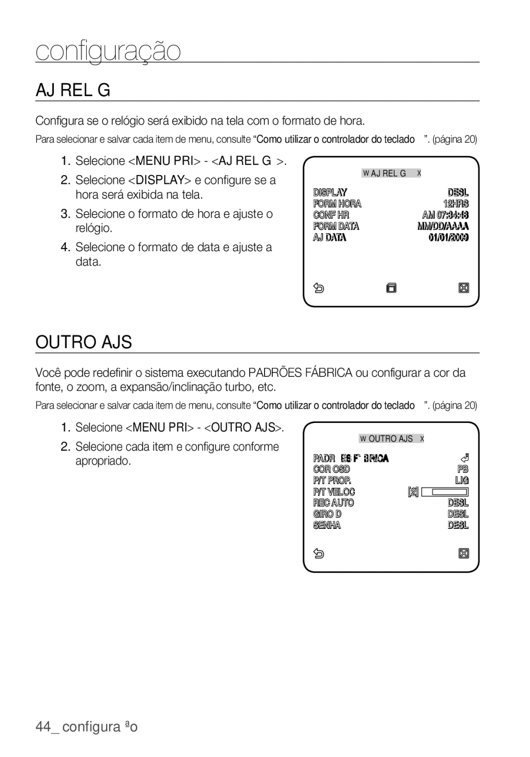 Samsung SCC-C6453P manual AJ Relóg, Outro AJS 