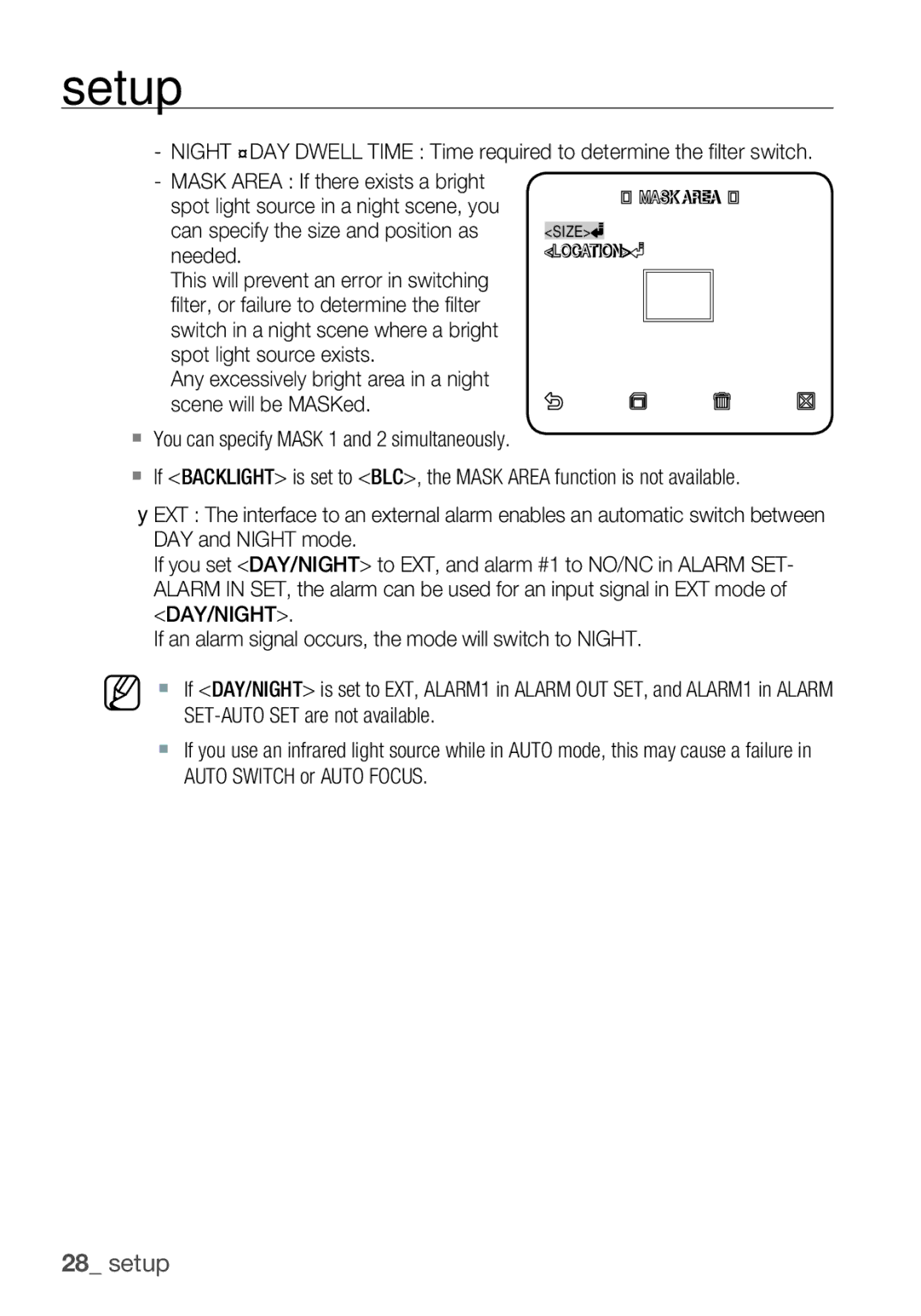 Samsung SCC-C6453P manual Setup 