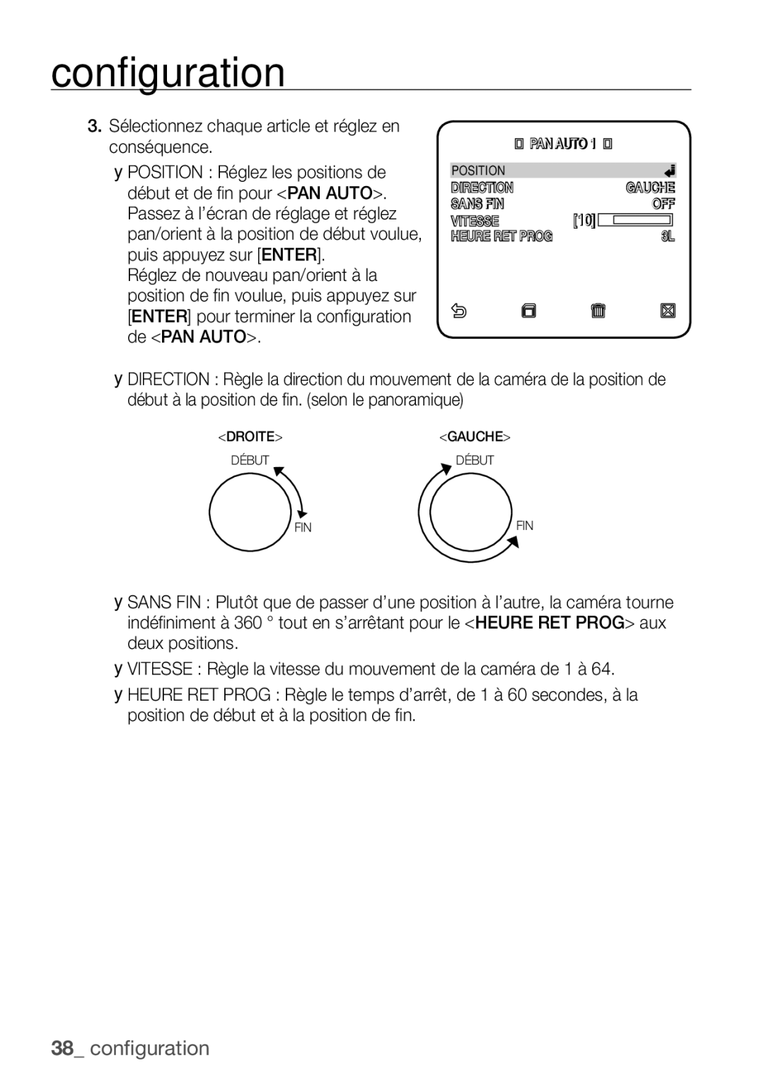 Samsung SCC-C6453P manual Sélectionnez chaque article et réglez en conséquence 