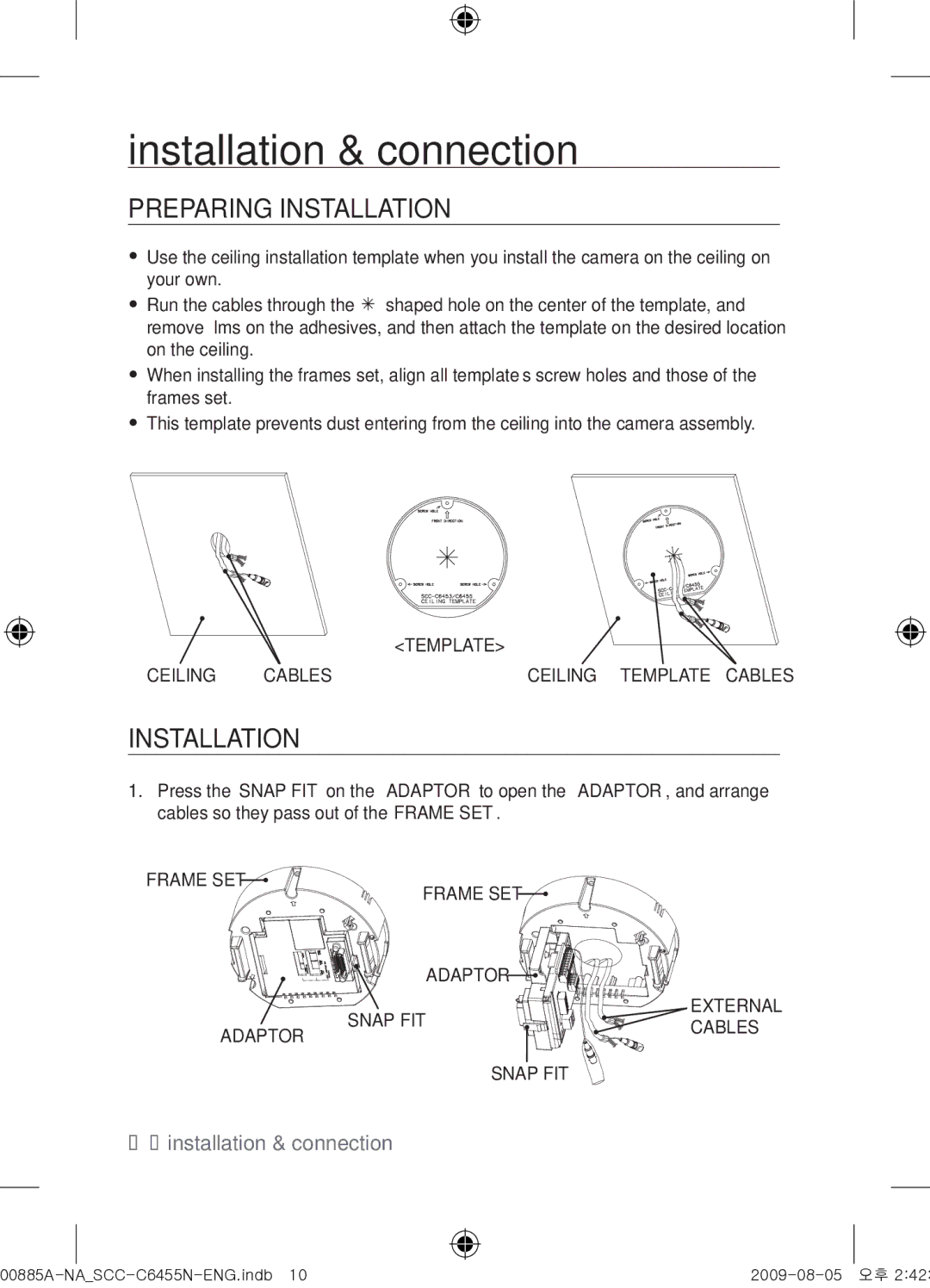 Samsung SCC-C6455N user manual Preparing Installation 