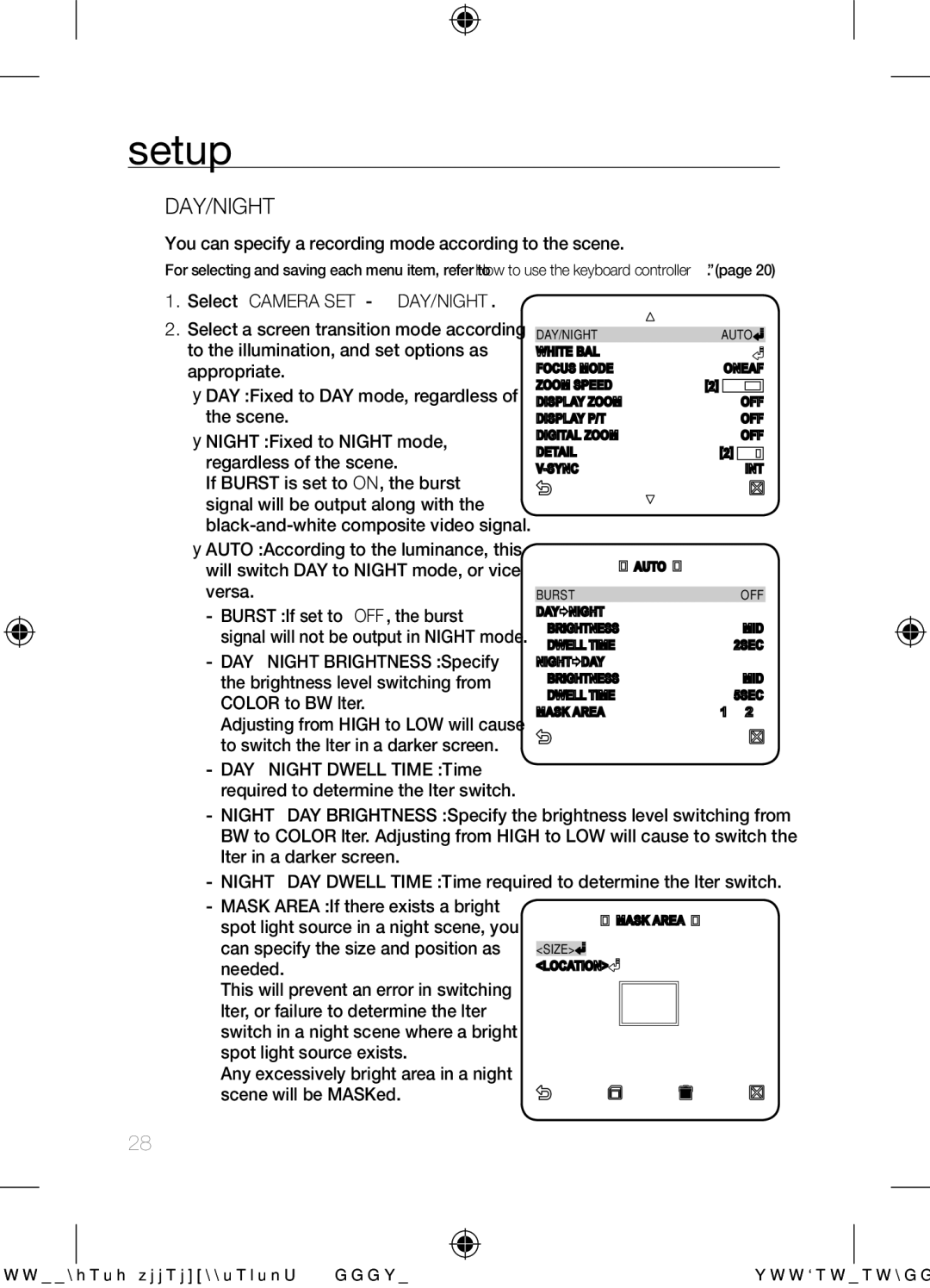 Samsung SCC-C6455N user manual Day/Night, You can specify a recording mode according to the scene 