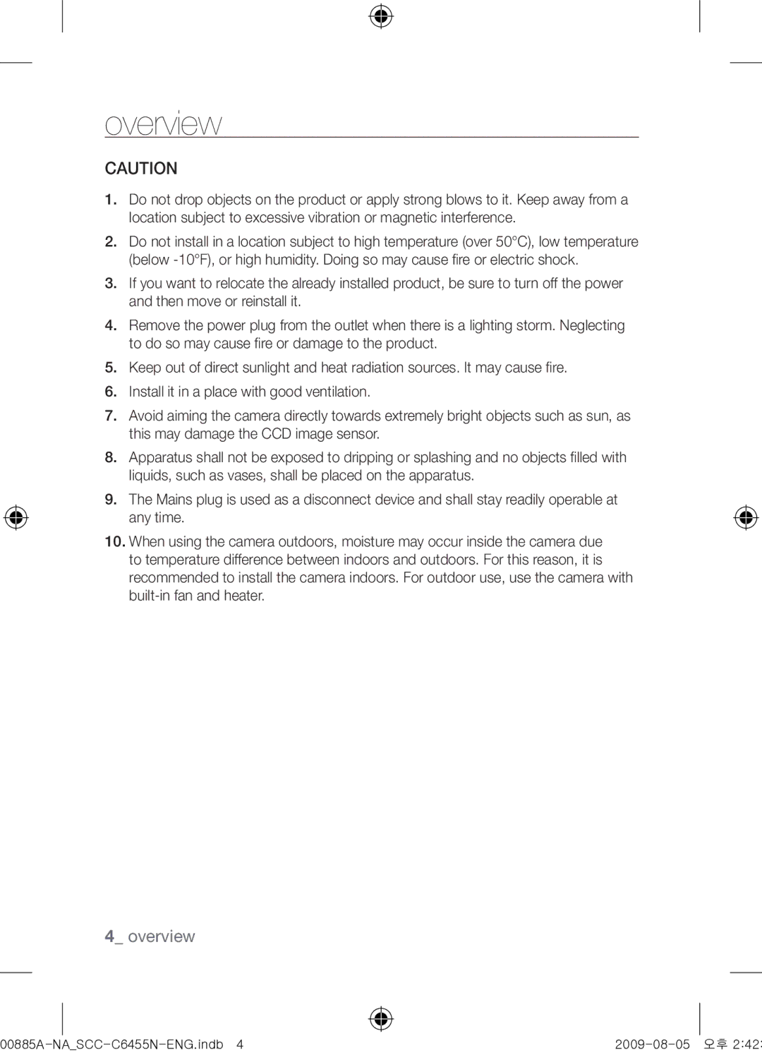 Samsung SCC-C6455N user manual Overview 