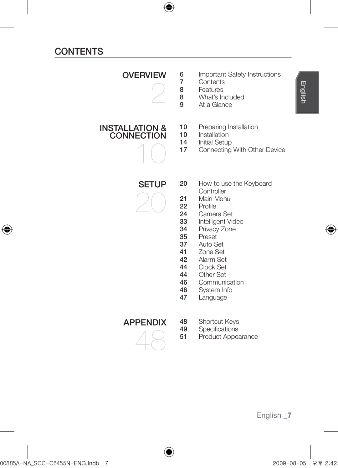 Samsung SCC-C6455N user manual Contents 