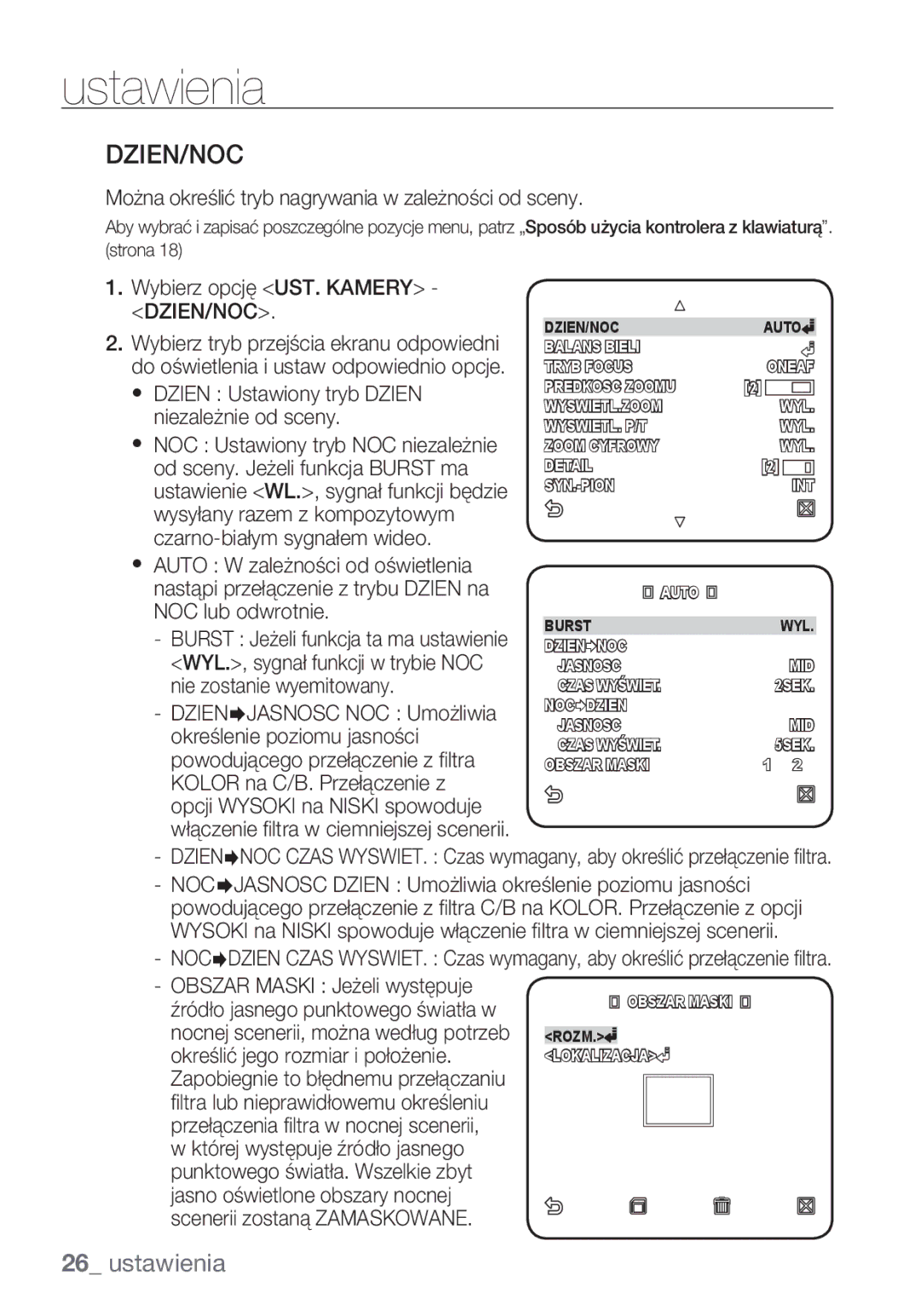 Samsung SCC-C6455P manual Dzien/Noc 