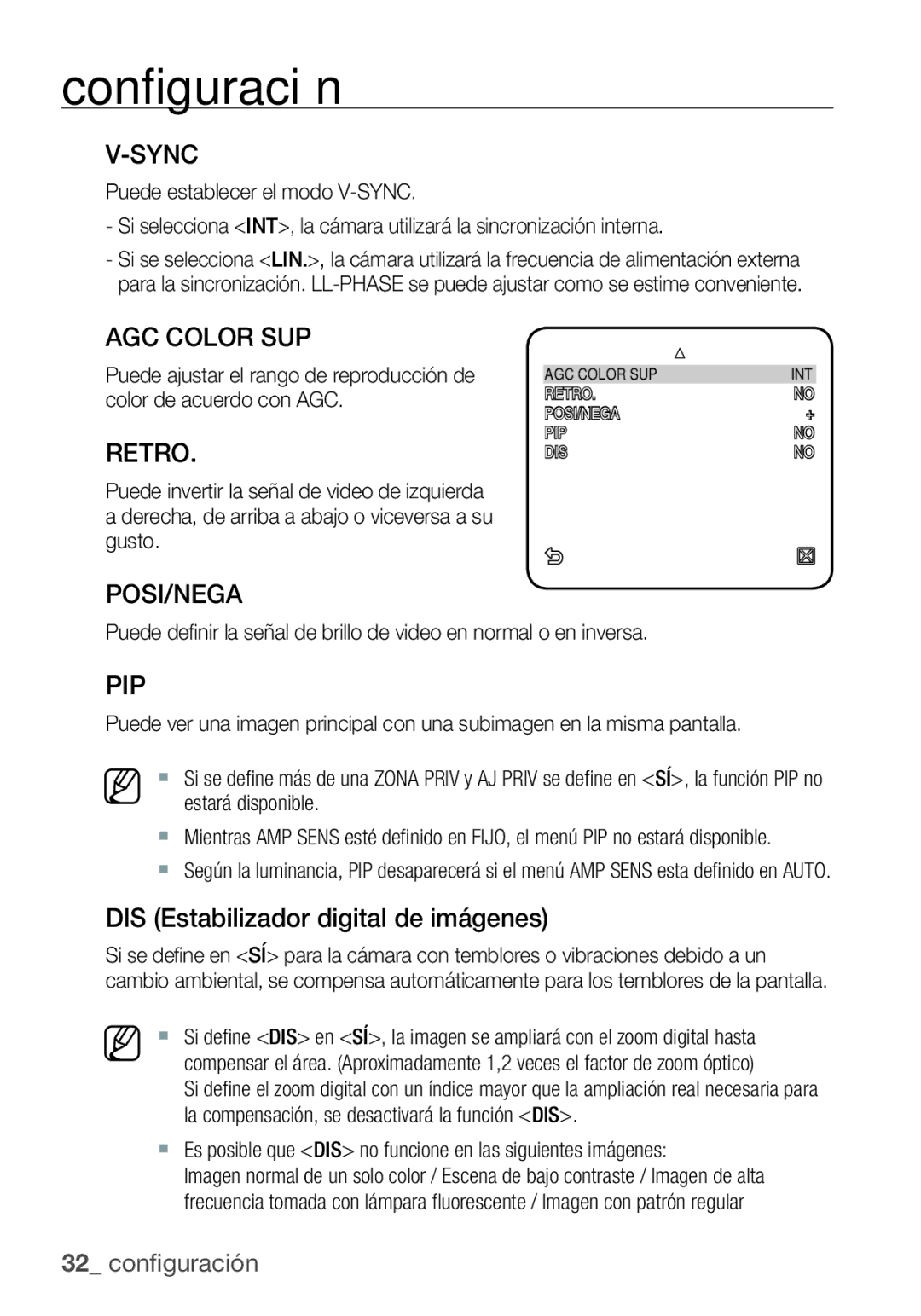 Samsung SCC-C6455P DIS Estabilizador digital de imágenes,  Es posible que DIS no funcione en las siguientes imágenes 