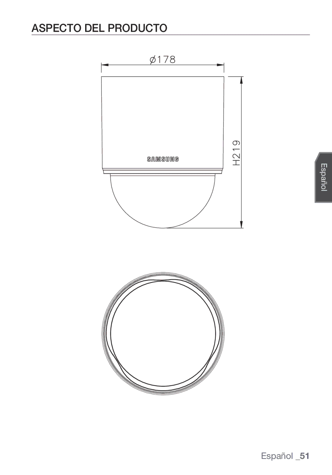 Samsung SCC-C6455P manual Aspecto DEL Producto 