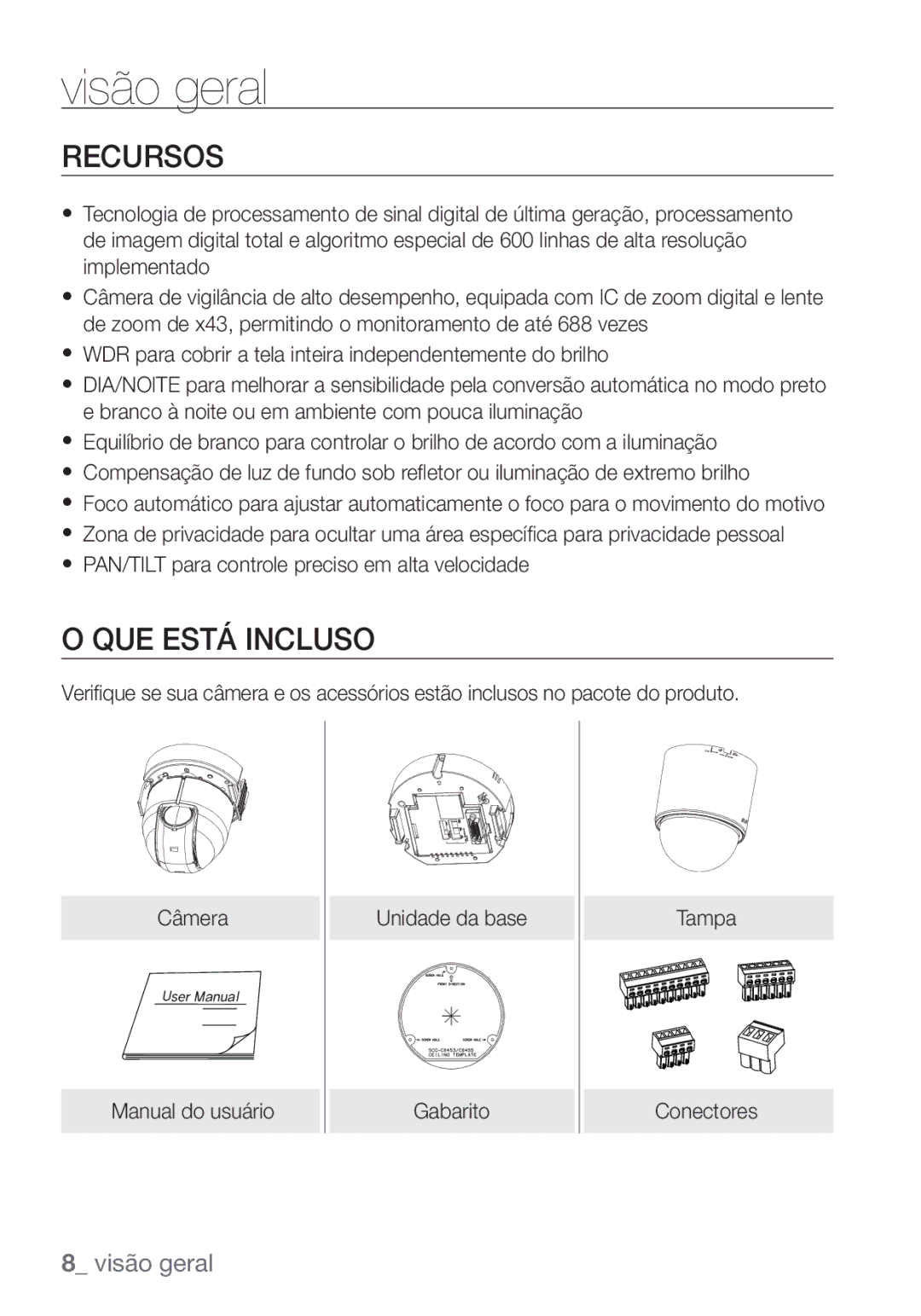 Samsung SCC-C6455P manual Recursos, QUE Está Incluso 