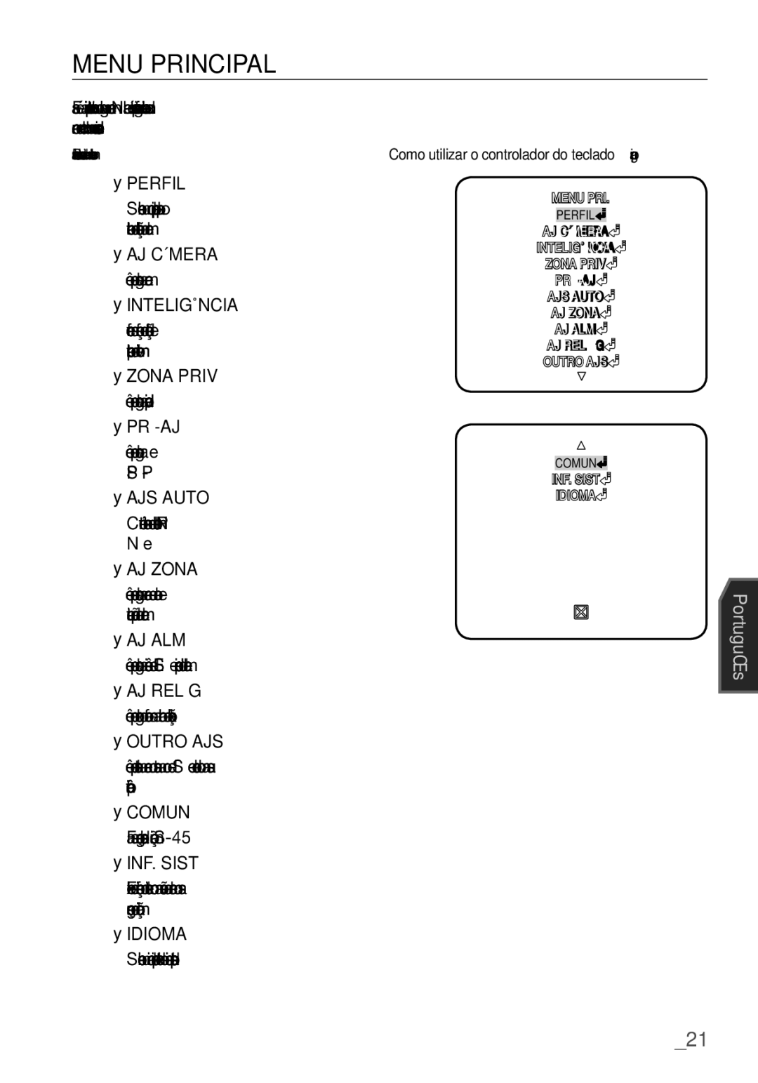 Samsung SCC-C6455P manual AJ Câmera Você pode conﬁ gurar a câmera Inteligência, Posição PRÉ-AJ 