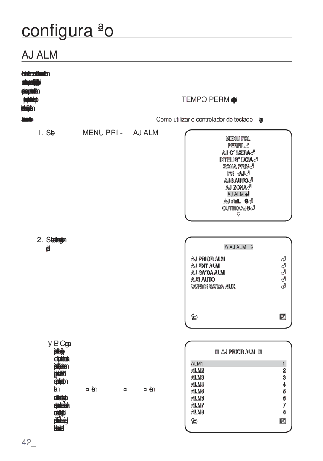 Samsung SCC-C6455P manual Aj Alm, Selecione Menu PRI AJ ALM 