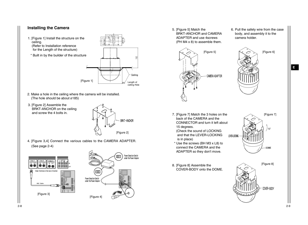 Samsung SCC-C6407P, SCC-C6475P manual Installing the Camera 