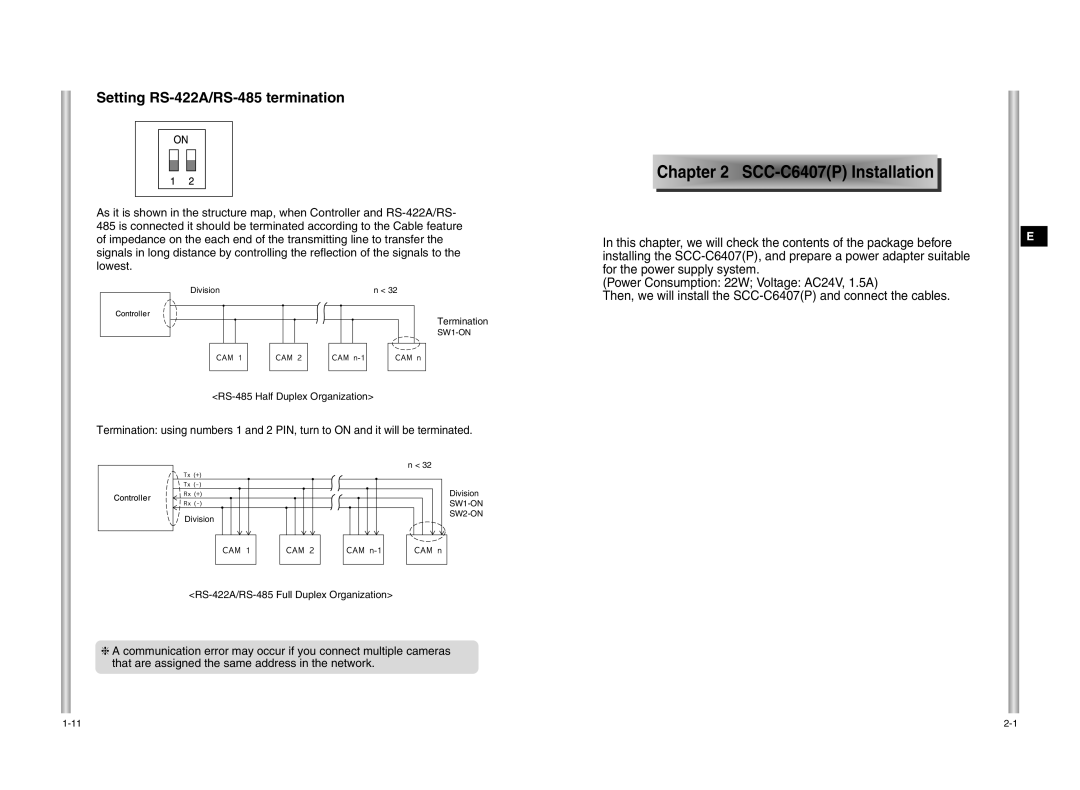 Samsung SCC-C6407P, SCC-C6475P manual CC- C6407P Installatio n 