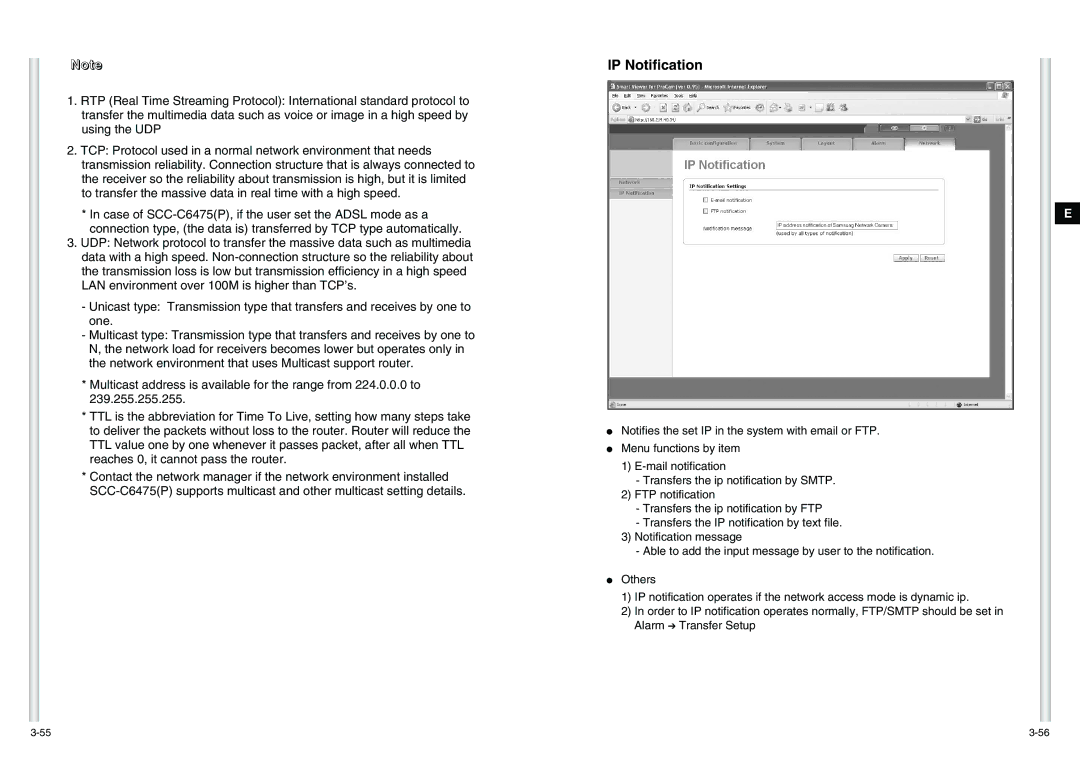 Samsung SCC-C6475(P) manual IP Notification 