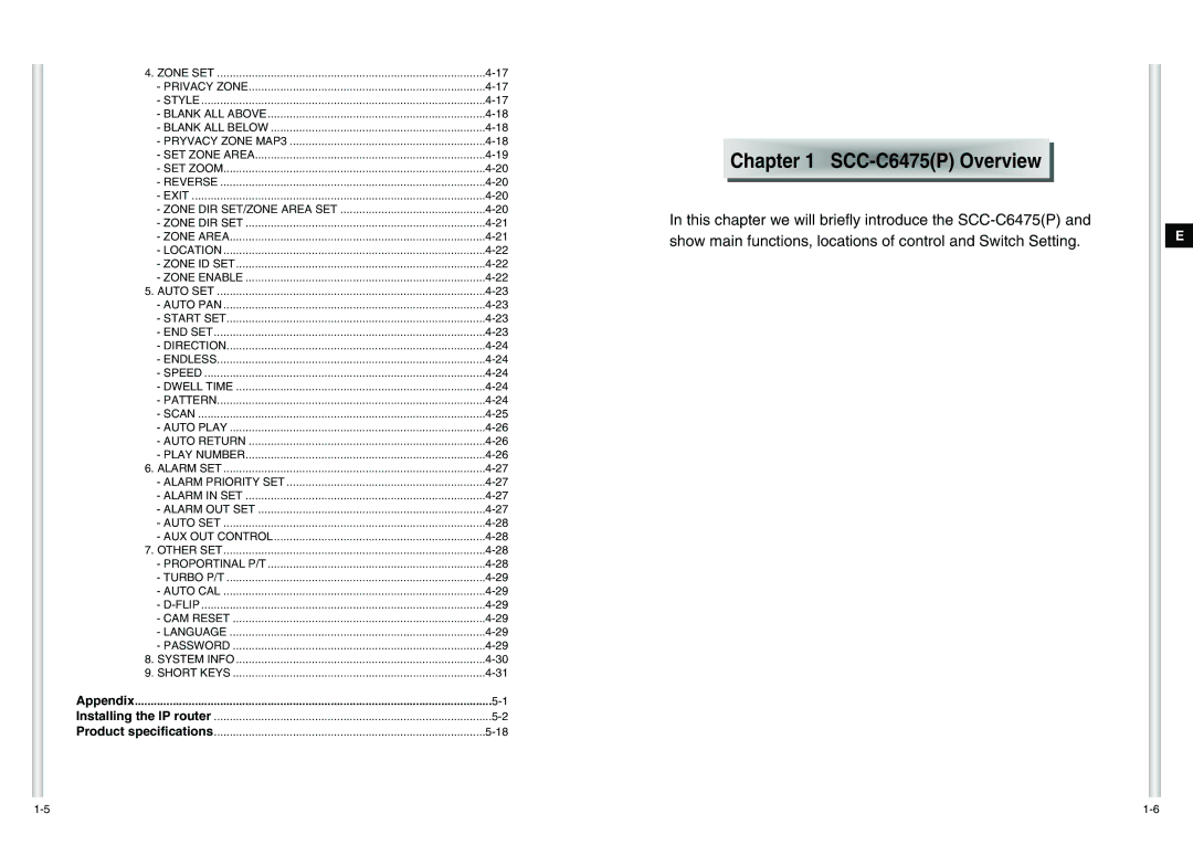 Samsung SCC-C6475(P) manual Chapter, CC-C6475 P Overvi ew 