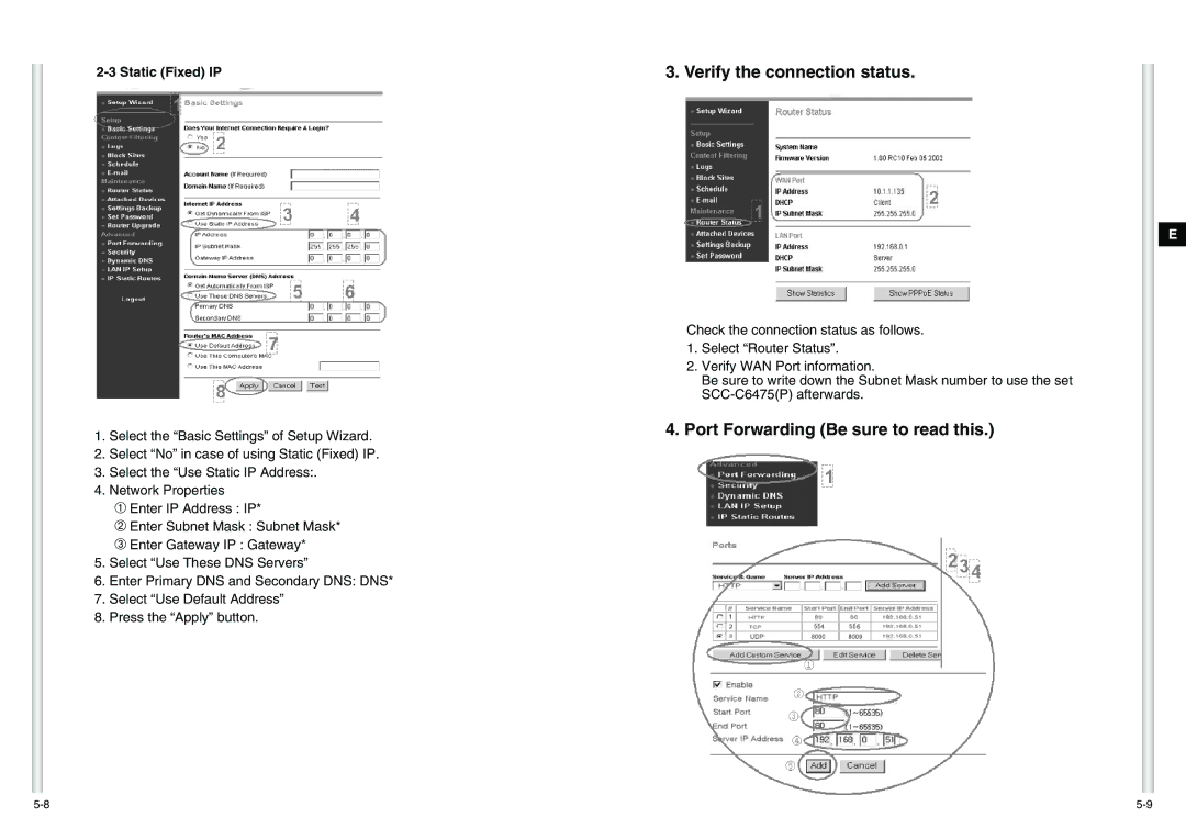 Samsung SCC-C6475(P) manual Verify the connection status, Static Fixed IP 