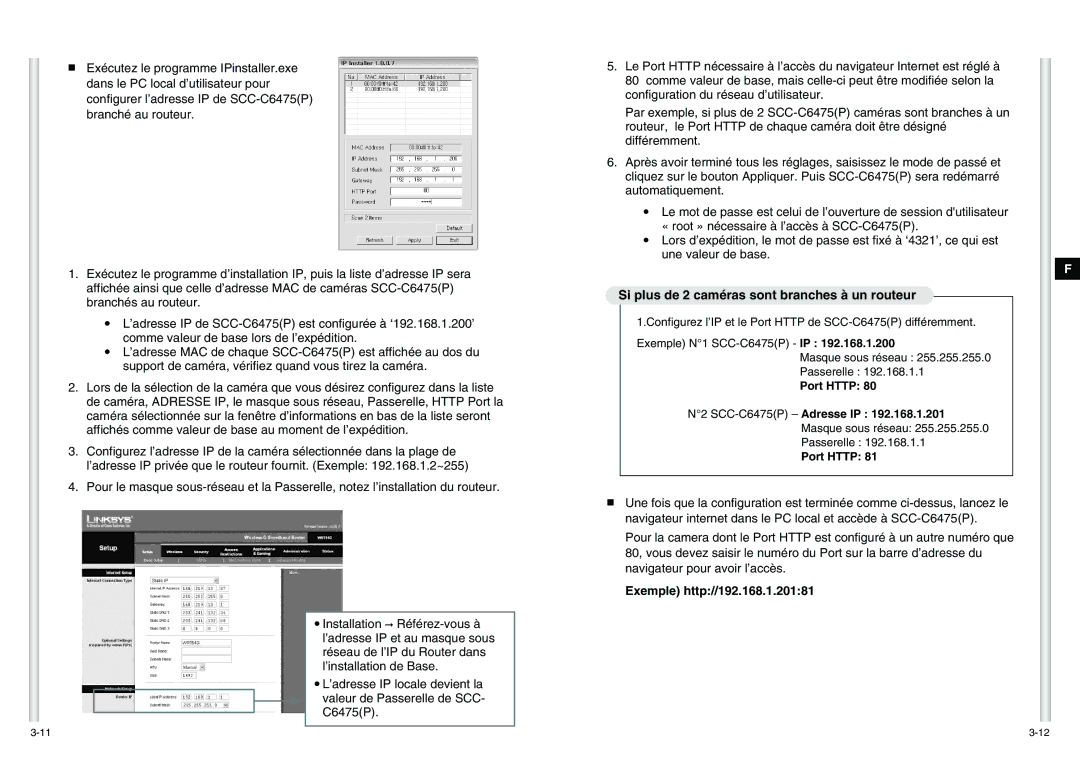 Samsung SCC-C6475P manual Si plus de 2 caméras sont branches à un routeur 