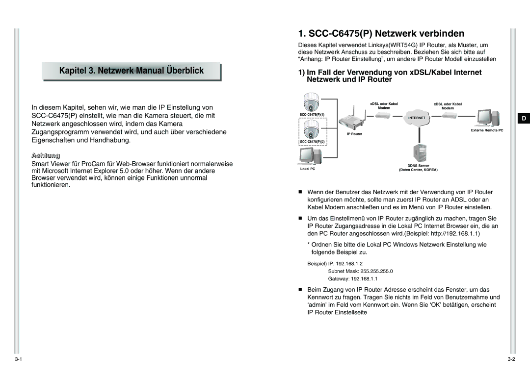 Samsung manual SCC-C6475P Netzwerk verbinden, Kapitel 3. Netzwerk Manual Überblick 