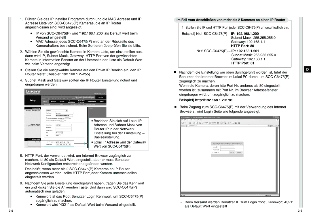 Samsung SCC-C6475P manual Http Port, Beispiel http//192.168.1.20181 