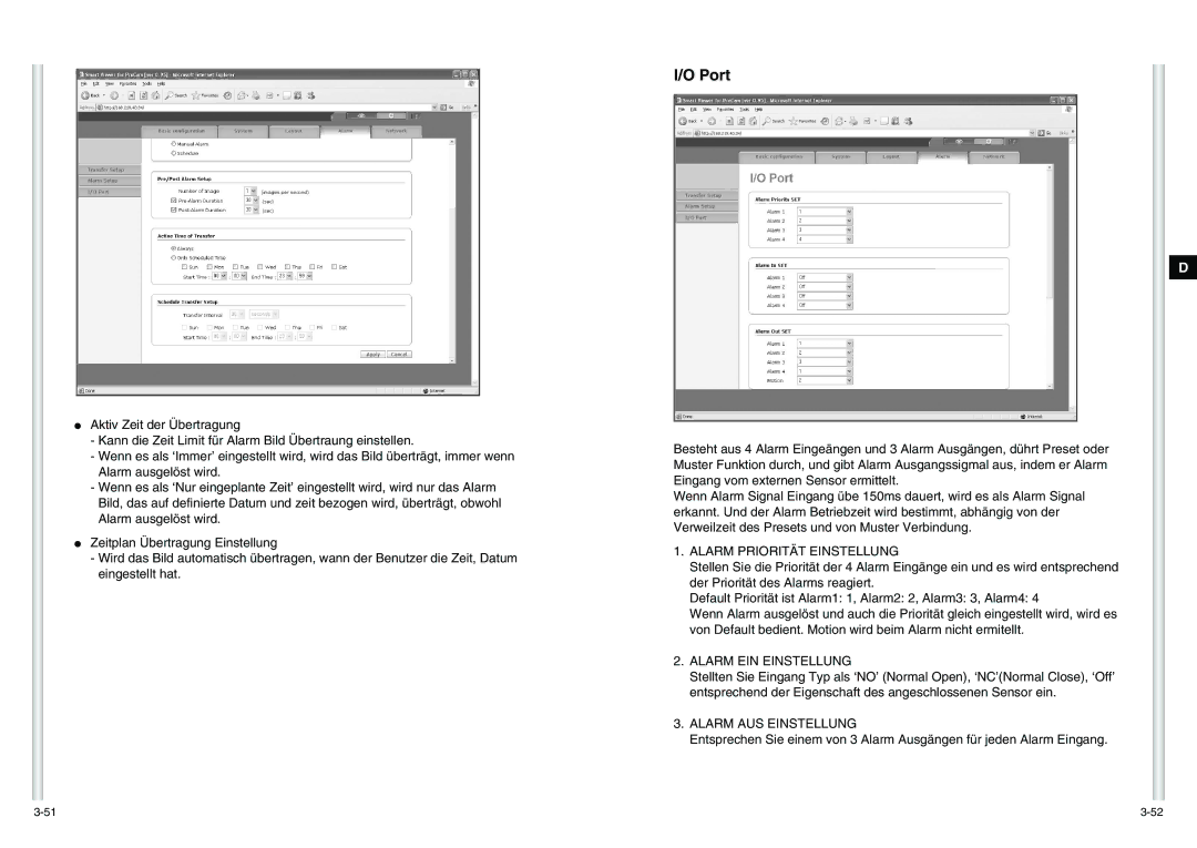 Samsung SCC-C6475P manual Port, Alarm Priorität Einstellung 