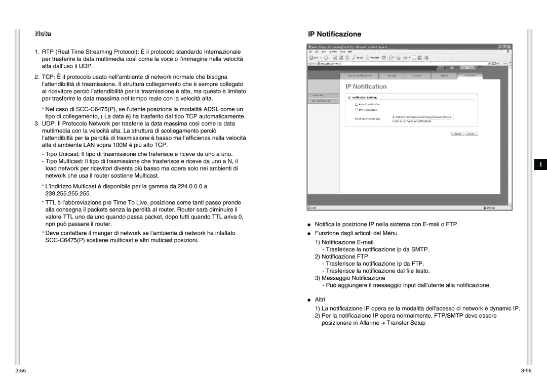 Samsung SCC-C6475P manual IP Notificazione, Nota 