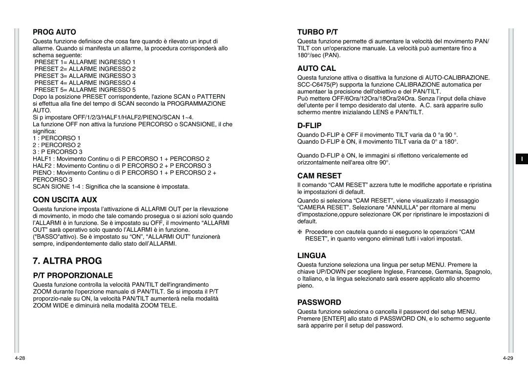 Samsung SCC-C6475P manual Altra Prog 