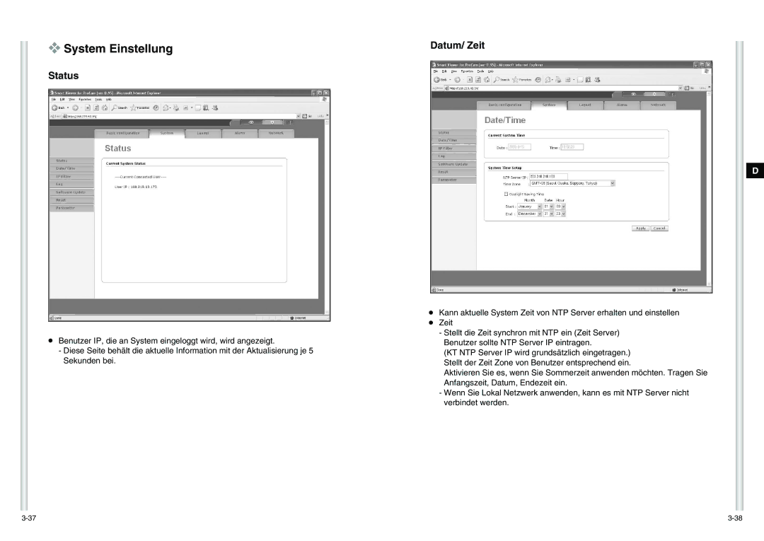 Samsung SCC-C6475P manual System Einstellung, Datum/ Zeit 