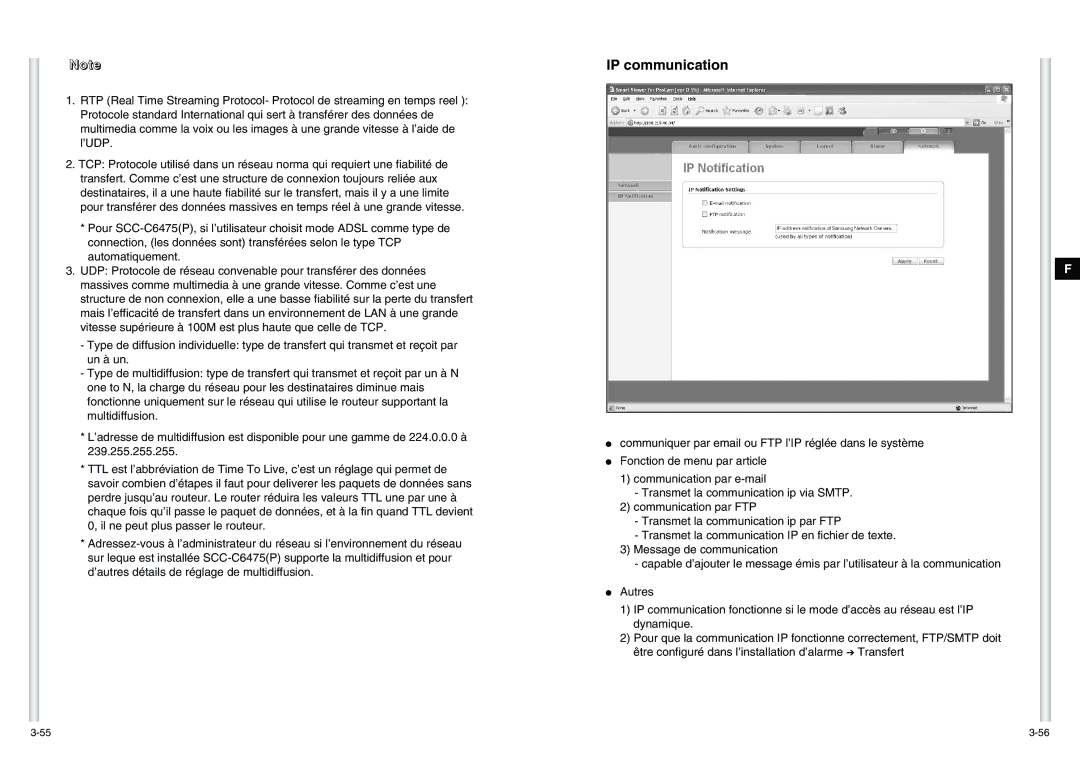 Samsung SCC-C6475P manual IP communication, Ote 