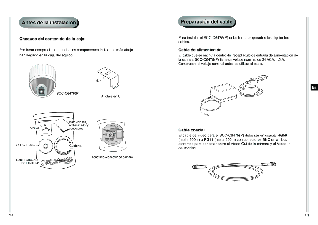 Samsung SCC-C6475P manual Antes de la instalación 