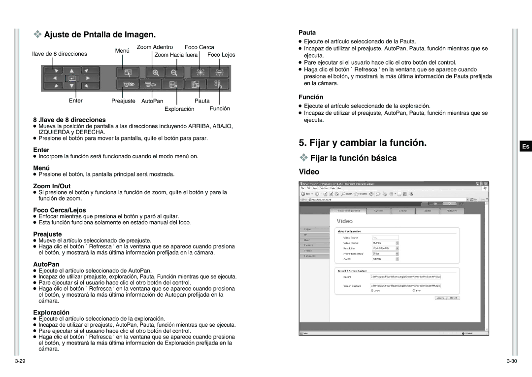 Samsung SCC-C6475P manual Fijar y cambiar la función, Ajuste de Pntalla de Imagen, Fijar la función básica 