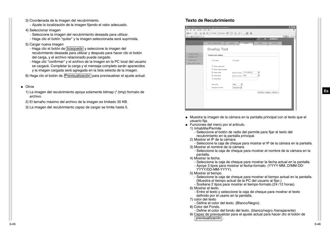 Samsung SCC-C6475P manual Texto de Recubrimiento 