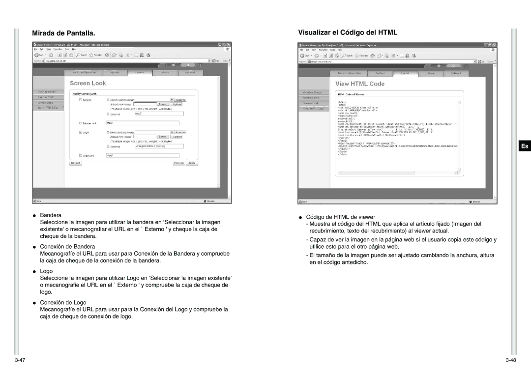 Samsung SCC-C6475P manual Mirada de Pantalla, Visualizar el Código del Html 